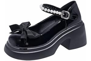 ULALAZA Mary Janes Chaussures à Plateforme pour Femme - Cheville - Escarpins Gothiques à Plateforme - Chaussures à Plateforme épaisse - Chaussures habillées en Cuir Verni