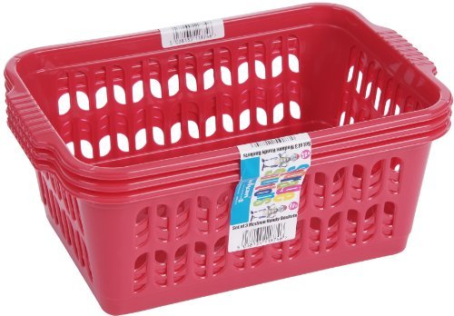 Wham Pink Set of 3 Medium Plastic Handy Fruit Vegetable Basket Kitchen Office Storage by Wham
