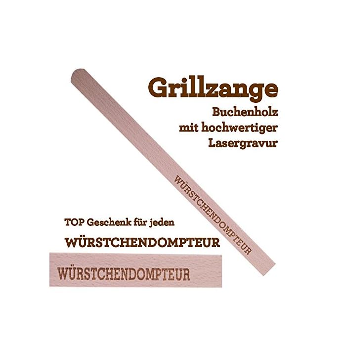 Grillzange Aus Holz Mit Hochwertiger Gravur Wrstchendompteur