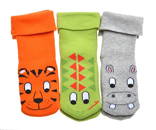 3 pairs of Jungle Animals Terry Fabric Baby socks
