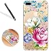 Produktbild Floral Blume Hülle für iPhone 7,Flower Case Cover für iPhone 7,Leeook Schön Kreative Lovely Cool Rot Weiß Blau Gelb Blumen Bunt Malerei Muster Entwurf Durchsichtig Weich Soft TPU Zurück Rückseite Bumper Gel Schutzhülle Transparent Phone Case Cover Handy Tasche Etui Schale Hochwertigem Protektiv Silikon Silicone Skin Shell für iPhone 7 (4.7 Zoll) + 1 x Schwarz Eingabestift-Red White Blue Yellow Flower