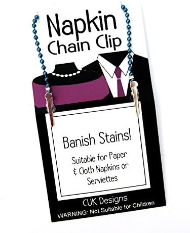 Napkin Serviette Blue 50cm Flexible Ball Chain with 2 Clips by CUK Designs - Unisex