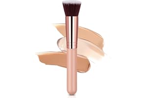 AOOWU Pennello Fondotinta, Pennello Professionale per Fondotinta con Punta Piatta, Pennello Fard e Fondotinta Super Morbido, Per Applicare Fondotinta, Arrossire, Contouring Creme et Polveri(Rosa)