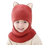 Mitlfuny Unisex Baby Kinder Jungen Zubehör Säuglingspflege,Neugeborene Kinder Baby Boy Girl Cartoon Hut Winter Warm gestrickte Beanie Cap Schal Set