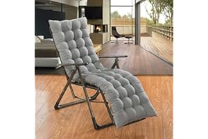 Morbuy Espesar Cojín para Tumbona de Jardín, Suave y Cómodo Cojín Reclinable Colchoneta Tumbona Exterior Ideal para Sala de Estar Tumbonas, Sillas y Hamacas (48x158cm,Gris)