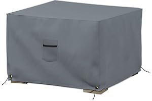 Covers & all Square Ottoman Cover, 12 Oz, Made of Cover Max Fabric with Waterproof & UV-Resistant Properties, Suitable for Indoors/Outdoors (26" W x 26" L x 18" H Inches, Gray)