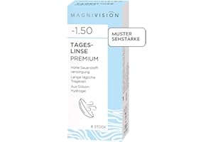MAGNIVISION Tageslinsen Premium weiche Kontaktlinsen für -1,25 dpt. | 6 Stück | BC 8.6 | DIA 14.2 | mit Silikon-Hydrogel-Material & UV-Filter für lange Tragezeiten | ohne Konservierungsstoffe
