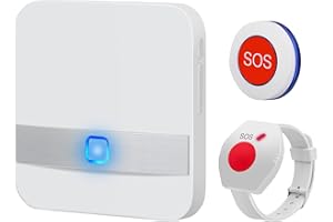 Bracelet Alarme Personne Agee,Alarmemaisonsansfil,Systeme Alarme Maison Sans Fil,Alarme Personne Agee Avec 52 Sonneries et 4 Niveaux de Volume, Adapté aux Personnes âgées, malades, Handicapées