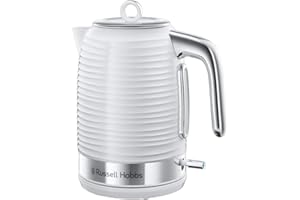Russell Hobbs Bouilloire Electrique [Design & Performance] Inspire Blanc (1,7L, 2400W, Ebullition Rapide, Ecoulement parfait, Niveau d'eau Visible, Filtre Anticalcaire & couvercle amovibles) 24360-70