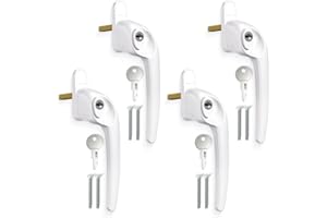 Bwintech 4 Pcs Offset White UPVC Aluminium Window Handle, Right Hand, 43mm Spindle for Indoor and Outdoor UPVC Window