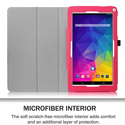 Fintie Odys Ieos Quad white Edition X610092 / Ieos Quad Pro Office Edition (10,1 Zoll) Tablet-PC Hülle – Slim Fit Folio Kunstleder Schutzhülle Cover Tasche mit Ständerfunktion und Stylus-Halterung, Magenta - 6