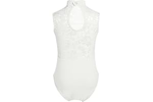 Freebily Body da Danza Classica Balletto Ginnastica Leotards Senza Maniche Collo Alto Bodyduit Pizzo Vestito da Ballo Latino Ragazza Pattinaggio Artistico