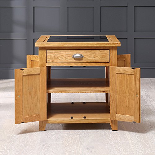 The Furniture Market Cheshire Oak Small Kitchen Island Granite Butchers Block - Image 5