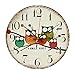 Produktbild Dingcaiyi 12 - Zoll - Arabische Ziffern/Verwitterten Beachy Boards Design/Ozean Farben Alte Farbe Boards Gedruckte Bild/Rustikalen Mediterranen Stil Hölzerne Dekorative Runde Wanduhr (Owl)