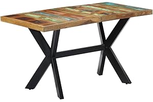 vidaXL Mesa Comedor Industrial Diseño Vintage Moderno Rústico Madera Maciza Reciclada Mueble Salón Cocina Interior Exterior Rectangular Multicolor