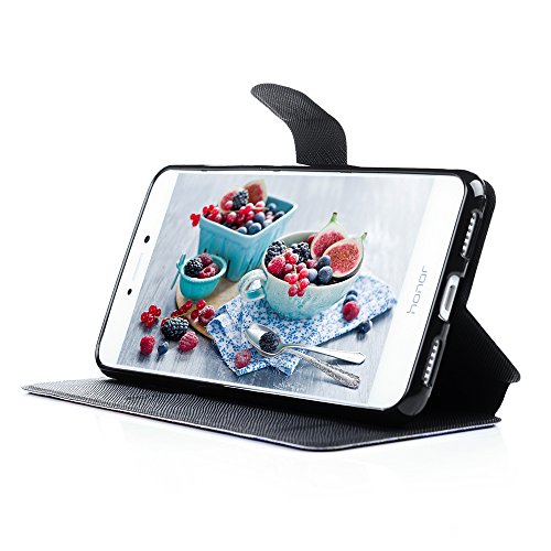 Lanveni Huawei P8 Lite (2017) Hülle, Handyhülle P8 Lite 2017 Flip Case Cover PU Lederhülle Schutzhülle Magnetverschluss Ledertasche mit Stander Function Brieftasche Card Slot Handy Tasche mit Bunte Gemalt Design (Spiegelbild) - 7