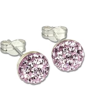 SilberDream Glitzer Ohrstecker Halbkugel Farbton flieder Preciosa Elements 925 Sterling Silber Ohrringe GSO217F