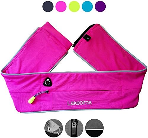 Lakebirds Fashion Running Belt, Sport Exercise Waist Packs, Storage for Cell Phones Cards Keys Cash, Great for Men and Women Jogging Gym Workouts Walking Hiking Yoga Trekking (Hot Pink, Large/32"-34")