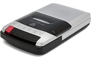 GPO Lecteur/enregistreur de cassettes portable de bureau 162B avec haut-parleur intégré, microphone interne pour la dictée, prise micro externe - argent/noir