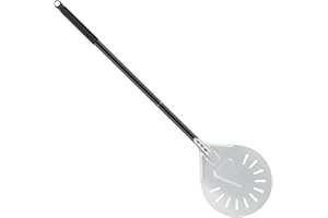 BEZORR 8Inch Pizza Turning Peel, Pizza Peel Paddle Aluminum Metal Pizza Peel with 51CM Non-Slip Heat Resistant Long Handle for Baking Homemade Pizza Bread