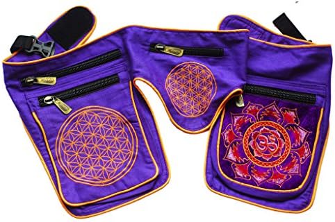 ImZauberwald purple aum beltbag (flower oflife, blacklight active, 6 bags, 4 with highquality zip locks) goa bag psychedelic PU-L