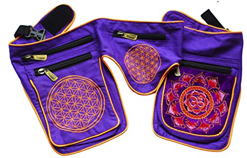 ImZauberwald purple aum beltbag (flower oflife, blacklight active, 6 bags, 4 with highquality zip locks) goa bag psychedelic PU-L