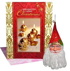 Siddhi Gifts Merry Christmas Greeting Card with Decorations Hanging Santa Face