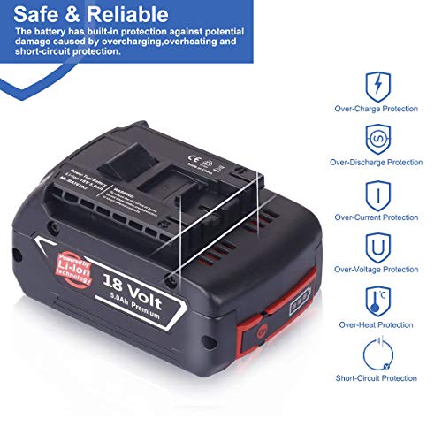 2X Reoben reemplazo para Bosch Batería 18V 5.0Ah Lithium-Ion BAT609 BAT609G BAT618 BAT618G BAT619 BAT619G