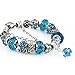 Produktbild Ziwater Pandora Charms Armband Retro Silber Diamanten Blume DIY Wulstige Armband Handgemachte Beads Modeschmuck (19cm, Eisblau)