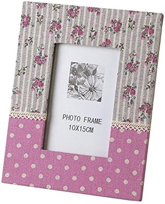 Photo Picture Frame Pink Floral Fabric Vintage Style Dusky Pink Polka Dot 24cm x 20cm