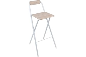THE SECRET HOME - Pack de 1,2,4 Taburetes con Respaldo Plegables - Alto. 97 cm x Largo. 49 cm - Sillas Plegable de Metal y Madera - Ideales para Cocina – Madera Natural/Blanco (1)