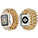 Produktbild Qianyou Apple Watch Armband mit Hülle,42mm Perlenarmband Apple Watch Elastisches Uhrenarmband Armbänder mit Edelstahl Case für Apple Watch Series 1 Series 2 Series 3 Sport Edition Nike+,Gold