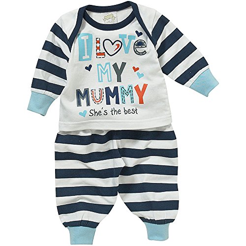 Lullaby Baby Boys I Love Mummy or Daddy Long Sleeve Pyjamas - White - 12/18 Months
