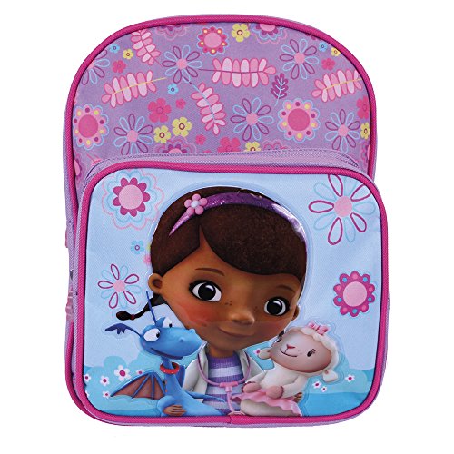 Petit Sac à dos pour Enfants Docteur La Peluche - Cartable scolaire avec poche avant avec Dr. La Peluche - Sac d'école pour le jardin d'enfants - Violet - 30x24x12 cm