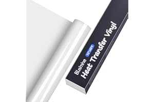 BLUSIMINE HTV Vinyl,Heat Transfer Vinyl 12" x 6ft White HTV iron on Vinyl Roll for DIY Clothing,Logo,Hat,Fabric, Easy to Cut & Weed for Heat Vinyl Design