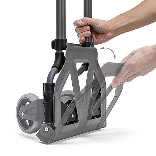 Relaxdays Sackkarre für max 70 kg HBT: 96,5 x 39 x 42 cm Transport-Trolley aus Eisen & Kunststoff mit Teleskop-Griff Handkarren mit großen Rollen als Gepäck-Trolley für Umzug und Auto, metallic - 3