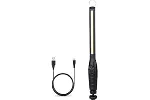 Vagocom Rechargeable Work Light,LED COB Magnetic Inspection Lamp Torch with Adjustable Brightness,360°Swivel,Hook for Mechanic,DIY,Emergency,Garage,Gift for Men Dad(Black)