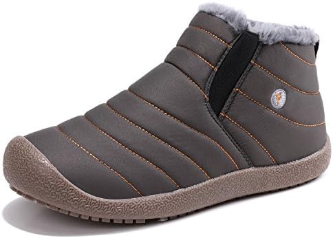 Schuhchan Winter Snow Boots Faux Fur Ankle Outdoor Boots Waterproof Short Shoes For Men and Women,Grey UK 11.5