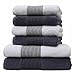 Produktbild Liness 6 tlg Handtücher Set schwarz weiß 4 Handtücher 50 x 100 cm 2 Duschtücher Badetücher 70x140 cm 100% Baumwolle Badetuch Frottee Handtuch Set schwarz anthrazit weiß