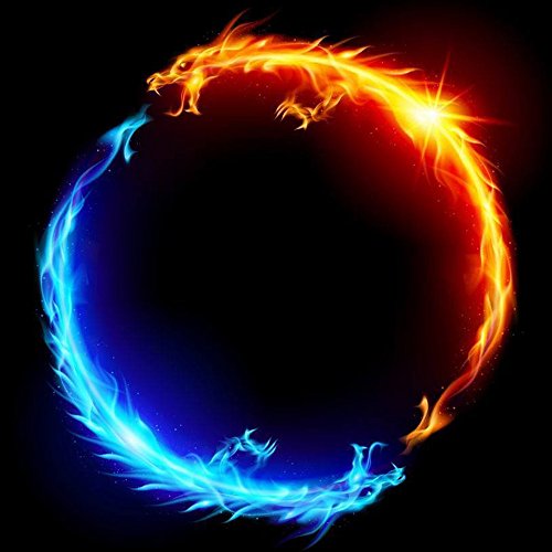 Preisvergleich Produktbild DIY 5d Diamant Stickerei painting , Handgemachtes Klebebild runder Diamant Malerei Stickpackungen mit Digitale Set eingefugt Kreuzstich Roter und blauer Drache 30 * 30cm D125,fur Home Dekoration