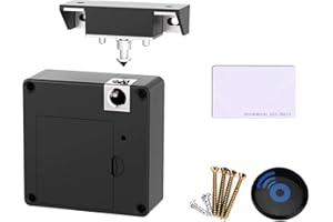 FRUNIMALL Serrure électronique pour armoire, Kit de serrures cachées avec carte RFID/étiquette d'entrée de batterie faible détection de distance 50 mm Serrure sans clé pour tiroir en bois ou placard