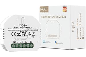 MOES Tuya ZigBee y RF433 Inteligente Interruptor Inalambrico Rele Módulo, Control de Alexa, compatible con la app Smart Life Tuya Google Home, requiere Tuya Zigbee HUB