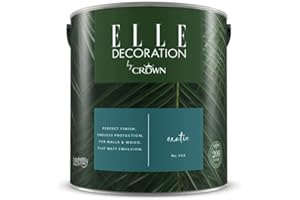 Crown ELLE DECORATION Exotic No. 342, 2,5 L, extra-matte Premium Wandfarbe für Innen, für Wände und Holz, hohe Deckkraft, Innenfarbe,reiches, fesselndes Petrol