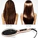 Bestidy Hair Straightener Brush,Ceramic Heating Straightening Irons Anti Scald,LCD Display- For Silky Hair (Golden)