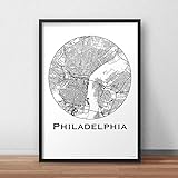 Plakat Philadelphia USA Minimalist Map - City Map, Dekoration, Geschenk