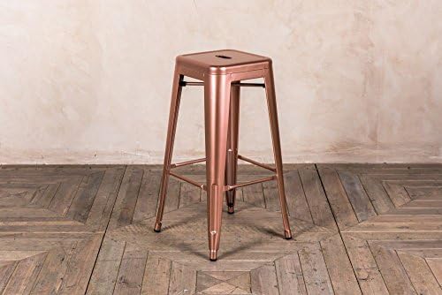 Peppermill Interiors BRIGHT COPPER TOLIX STYLE BAR STOOL ROSE GOLD BACKLESS STOOL