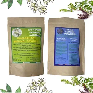 Ayurveda Amrita Premium Rajasthani Mehndi & Indigo Powder For Hair | 250 + 200 GM