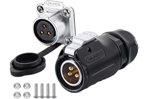 CNLINKO LP-20 Conector impermeable IP68 para cable Conector circular industrial Conector antiinterferencias Conector de aviación estanco de liberación rápida M20 2-12 Pines Zócalo de brida (3 Pines)