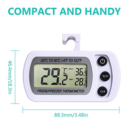 NexGadget Kühlschrank Thermometer, Thermometer für Kühlschrank Freezers, Digital-LCD Temperaturmonitor, Messe Ranking von -20 bis50 C (-4 to 122 F) mit hocher Genauigkei, Perfekt für Haushalt&Restaurants& Bars&Cafes - 2