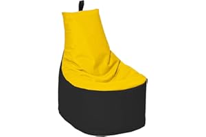 MB MILLINDABAG MILLINDABAG Modern Sitzsack für Kinder und Erwachsene Sessel Kissen In & Outdoor Gaminggeignet & bereits gefüllt Sitzkissen Bodenkissen (Schwarz - Gelb, XL - Durchmesser 65 cm ohne Hocker)
